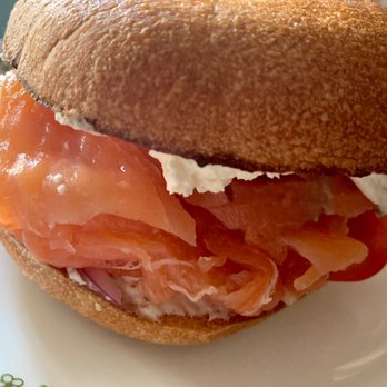 Gold Bean Cafe - Lox and cream cheese on a plain toasted bagel with extra lox. - Cafes Near Me - Berkeley, California