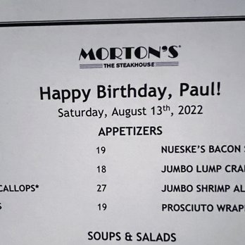 Morton's The Steakhouse - Personalized menu. Super impressed. - Steakhouses Near Me - Honolulu, Hawaii Morton's The Steakhouse - Personalized menu. Super impressed. - Steakhouses Near Me - Honolulu, Hawaii