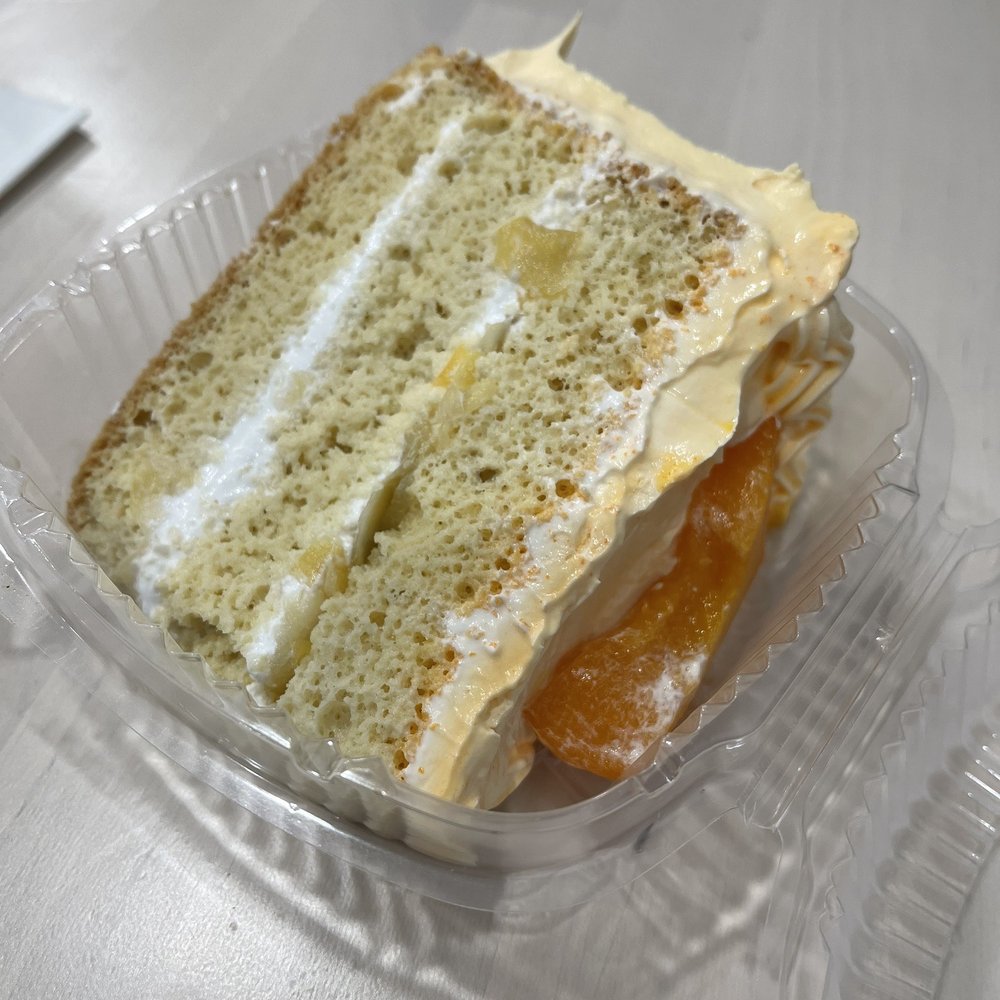 a piece of cake in a plastic container
