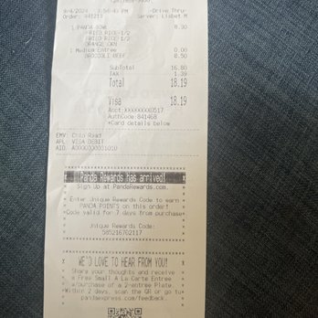 Panda Express - The receipt. - Chinese Near Me - Houston, Texas