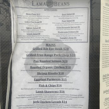 Lama Beans Cafe - menu - New American Near Me - Berkeley, California