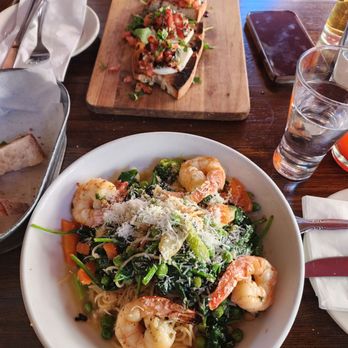 Da Gennaro - Angel hair Primavera with shrimp and Bruschetta. - Italian Near Me - New York, New York
