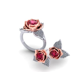 Fine rubies in pave'set platinum and rose gold.