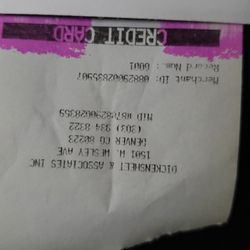 Dickensheet and Assoc - The receipt to prove I was there today.