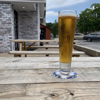 Best of Luck Beer Hall - KC Pils from Boulevard Brewing Co. on the the outside patio. - Beer Gardens Near Me - Springfield, Missouri
