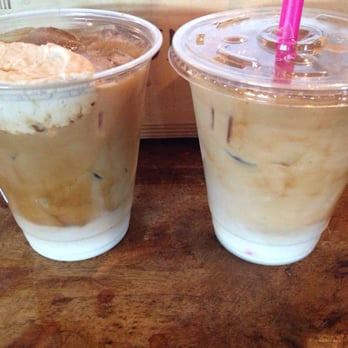 Lux Central - Iced hazelnut with whip cream (left) and iced velvet (right) - Coffee & Tea Near Me - Phoenix, Arizona