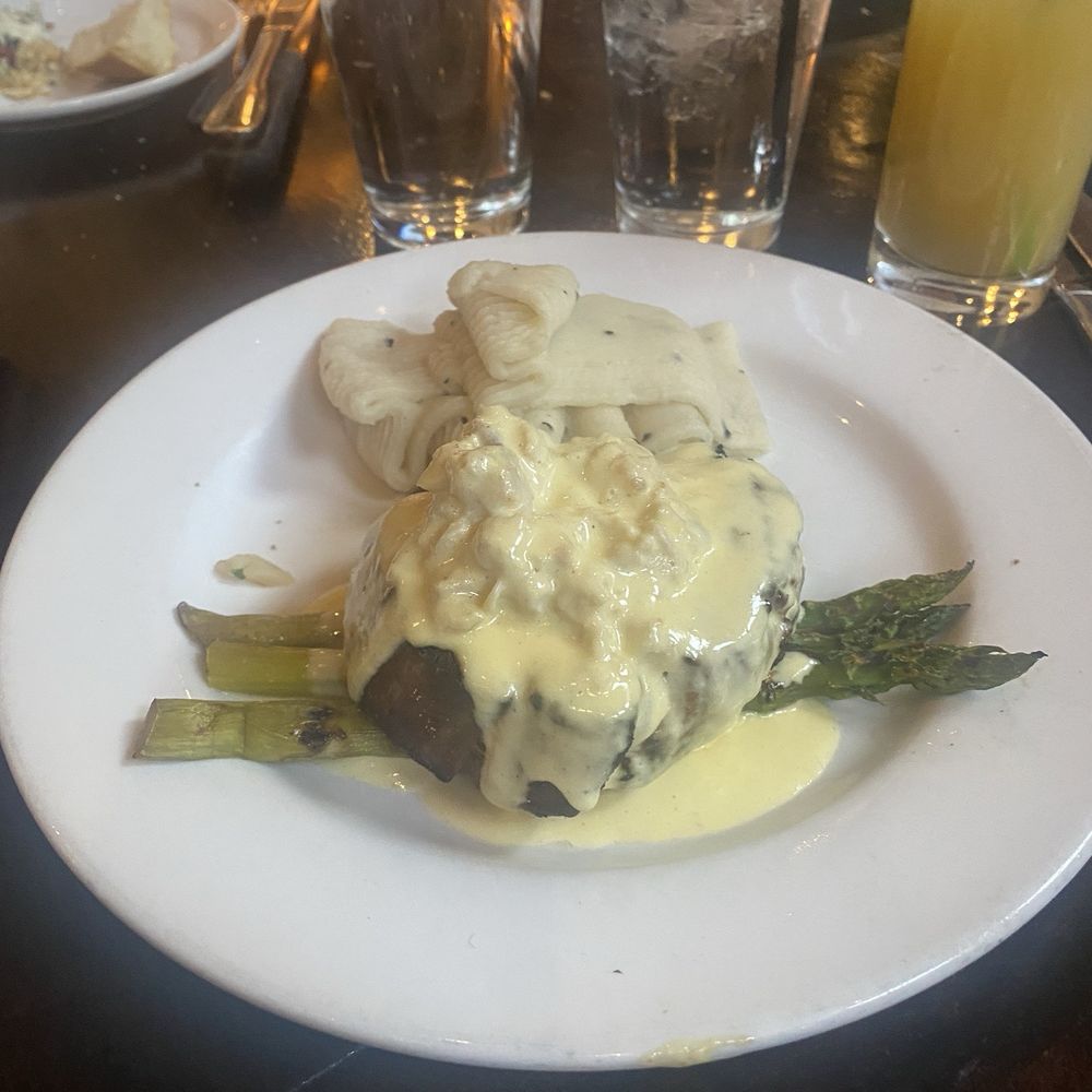 Carvers Steaks & Seafood - Filet Mignon Oscar Style with shallot mash - Steakhouses Near Me - Sandy, Utah Carvers Steaks & Seafood - Filet Mignon Oscar Style with shallot mash - Steakhouses Near Me - Sandy, Utah