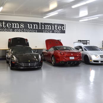 Systems Unlimited - A pair of Ferrari Cali T's in for Radar/Laser defense as well as high end audio upgrades. - Electronics Near Me - Bellevue, Washington Systems Unlimited - A pair of Ferrari Cali T's in for Radar/Laser defense as well as high end audio upgrades. - Electronics Near Me - Bellevue, Washington