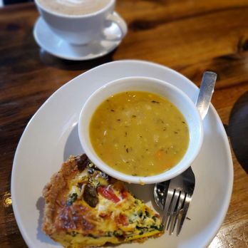 Korppi Coffee + Bakeshop - a bowl of soup and a slice of quiche - Coffee & Tea Near Me - St. Cloud, Minnesota Korppi Coffee + Bakeshop - a bowl of soup and a slice of quiche - Coffee & Tea Near Me - St. Cloud, Minnesota