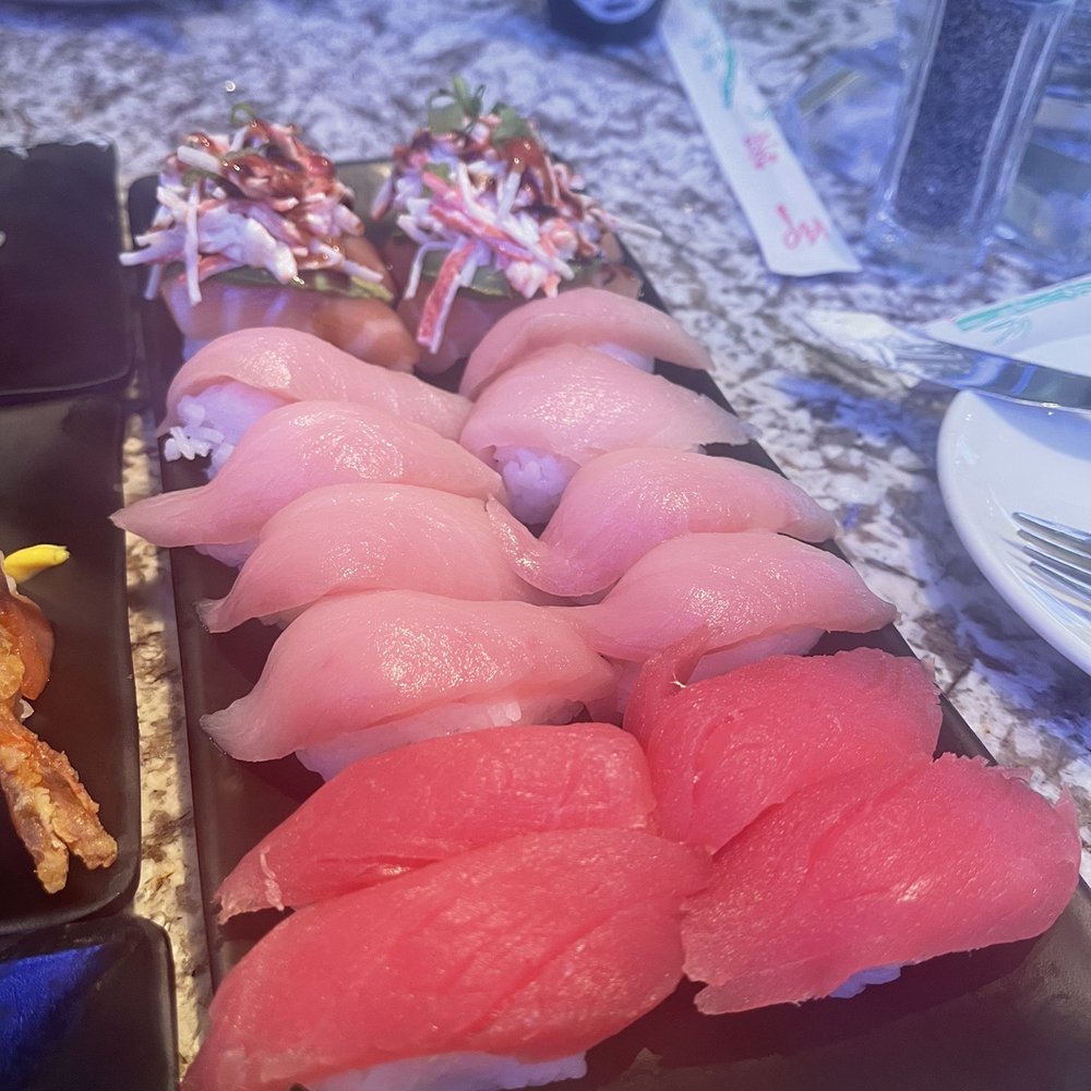 Oceano - Tuna and yellowtail nigiri and I think that was the Donald Duck sushi - Seafood Near Me - Reno, Nevada Oceano - Tuna and yellowtail nigiri and I think that was the Donald Duck sushi - Seafood Near Me - Reno, Nevada