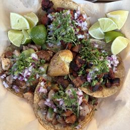 Limited time chicharron tacos along with their pork belly tacos