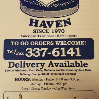 Hamburger Haven - Front page of menu dated August 2019 - Burgers Near Me - Anchorage, Alaska