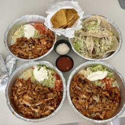 Lunch Arroz con Pollo, Soft Beef Tacos, Complimentary Chips & Salsa