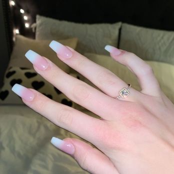 8 Pretty Nails and Spa - Pink white ombré, coffin shape - Nail Salons Near Me - Surprise, Arizona