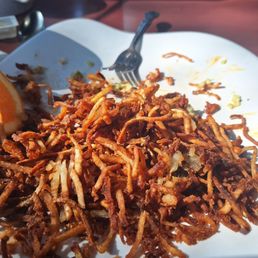 Hashbrowns so grizzly they just crumble and you can't even fork em.