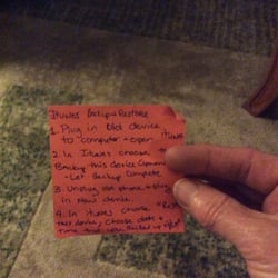 Verizon - The post it note they sent home with my husband and told him to switch his own info to his new phone