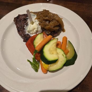 Kendall's Tavern & Chophouse - My serlion steak with caramelized onions and vegetables. - New American Near Me - Coon Rapids, Minnesota