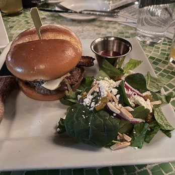 Grape Juice - Wagyu burger and seasonal side salad - Wine Bars Near Me - Kerrville, Texas