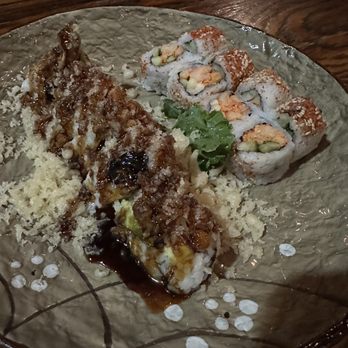 Aka Sushi House - Shrimp Crunch (on the left and FAVORITE), Cajun (on the right) - Japanese Near Me - Houston, Texas