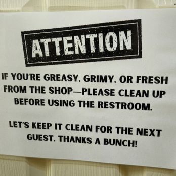 Laye's Tire Service - LOL at the signs on the Restroom doors! The men's room was spotless! - Tires Near Me - Avon Park, Florida