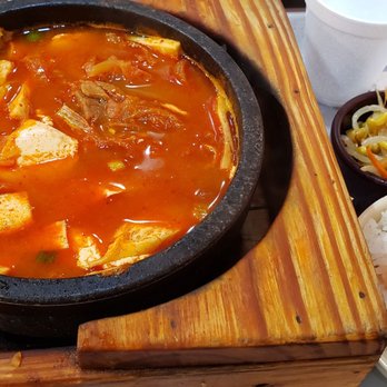 H Mart - Houston - Soft tofu with pork and kimichi from Bibi jo Express in the food court. Comes with small bowl of rice. - Grocery Near Me - Houston, Texas