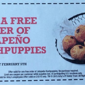 Arby's - Free Jalapeño Hush Puppies printed coupon good only 2/5/15 ... no purchase necessary! - Fast Food Near Me - Torrance, California