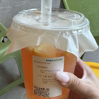 Jo's Cha - Juicy Peach Lemon Tea / 水蜜桃檸檬茶 - Bubble Tea Near Me - Scarborough, Ontario Jo's Cha - Juicy Peach Lemon Tea / 水蜜桃檸檬茶 - Bubble Tea Near Me - Scarborough, Ontario