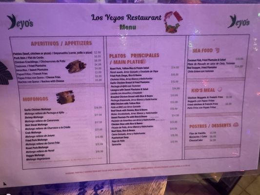 Menu photo 5 Los Yeyos San Juan, PR