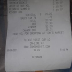 Tom's Market - I did not purchase the first two items.
