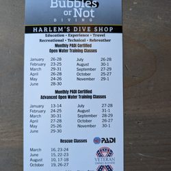 Bubbles or Not Diving - Class schedule