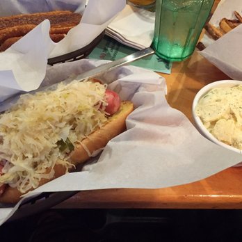 Gustav's - Beef brat and potato salad - German Near Me - Leavenworth, Washington