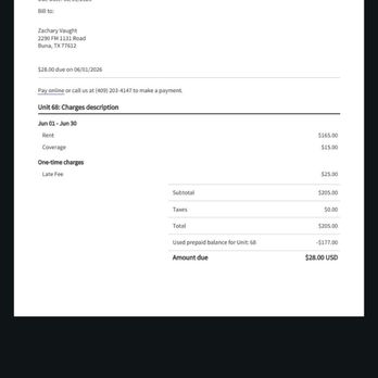 Curio Storage Silsbee - This shows the late fee they charged us for the made up fee they added, after the full generated amount was completely paid in full. - Self Storage Near Me - Silsbee, Texas Curio Storage Silsbee - This shows the late fee they charged us for the made up fee they added, after the full generated amount was completely paid in full. - Self Storage Near Me - Silsbee, Texas