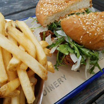 Joinery - Chicken sandwich and fries - American Near Me - Sausalito, California Joinery - Chicken sandwich and fries - American Near Me - Sausalito, California