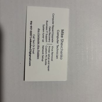 Shevco Repair - His business card - IT Services & Computer Repair Near Me - Rancho Cordova, California Shevco Repair - His business card - IT Services & Computer Repair Near Me - Rancho Cordova, California