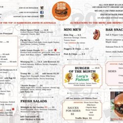 Boom Boom Burgers - Menu for Chevron Island current as Feb 2019