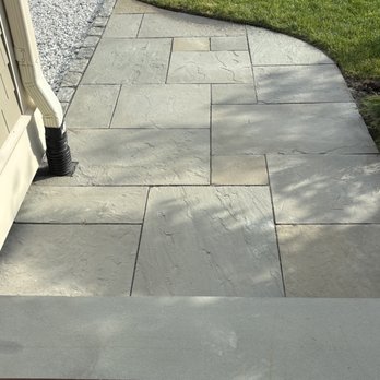 Diamond Touch Masonry - View of the reset bluestone walkway. - Masonry/Concrete Near Me - Mashpee, Massachusetts