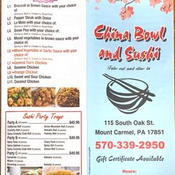 China Bowl And Sushi - New menu