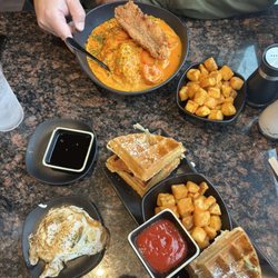 The Hatch - Shrimp & Grits plus catfish + waffle sliders