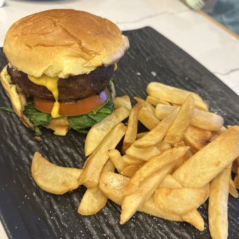 Cafe Peru - Peruvian Fusion Burger - bottom bun crumbled, but meat was massive - Peruvian Near Me - Henderson, Nevada