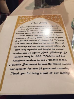 Menu photo 1 The Aladdin Restaurant Allentown, PA Menu photo 1 The Aladdin Restaurant Allentown, PA