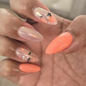 D"Nails Spa - Summer Peach  Nails - Nail Salons Near Me - Torrance, California
