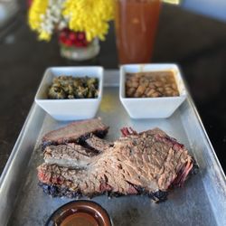 United Smokehouse - Brisket Platter with Perfect Collards and Pinto Beans