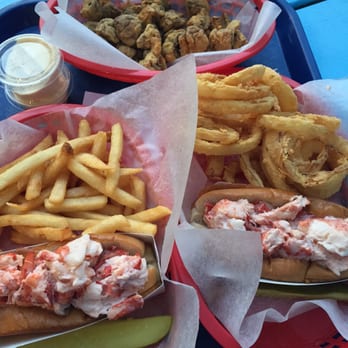 Bob's Clam Hut - Lobster rolls with fries, onion rings and fried mushrooms - Seafood Near Me - Kittery, Maine