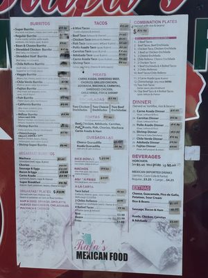 Menu photo 1 Rafa's Mexican Food Sacramento, CA Menu photo 1 Rafa's Mexican Food Sacramento, CA