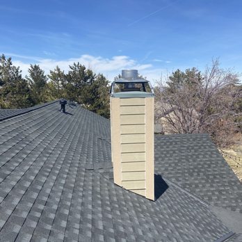 Mountain Vista Roof Systems - GAF Timberline HDZ shingles with new siding on the chimney.
- Color: Charcoal - Roofing Near Me - Sparks, Nevada Mountain Vista Roof Systems - GAF Timberline HDZ shingles with new siding on the chimney.
- Color: Charcoal - Roofing Near Me - Sparks, Nevada