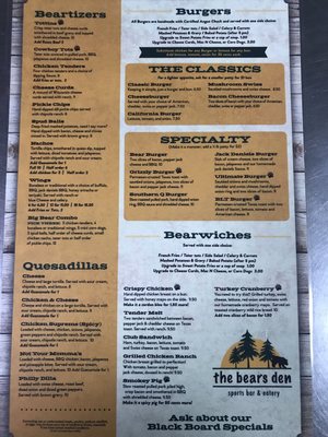 Menu photo 3 The Bears Den Byron, MN