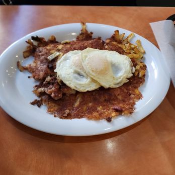 The Original Sunrise Cafe - CHESTERS WAY. Crispy Corned Beef Hash with crispy hashbrowns, and 2 eggs. Also came with an everything bagel with cream cheese. - Breakfast & Brunch Near Me - Las Vegas, Nevada The Original Sunrise Cafe - CHESTERS WAY. Crispy Corned Beef Hash with crispy hashbrowns, and 2 eggs. Also came with an everything bagel with cream cheese. - Breakfast & Brunch Near Me - Las Vegas, Nevada