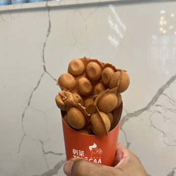 Tsaocaa Malden - Pink Velvet Egg Waffle (peach) - Bubble Tea Near Me - Malden, Massachusetts