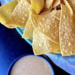 Complementary chips and bean dip Complementary chips and bean dip