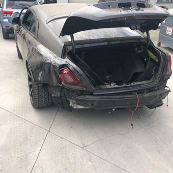 Hadley Auto Body - BEFORE: Rear collision damage needing auto body and paint repairs for Rolls Royce - Auto Repair Near Me - Whittier, California Hadley Auto Body - BEFORE: Rear collision damage needing auto body and paint repairs for Rolls Royce - Auto Repair Near Me - Whittier, California